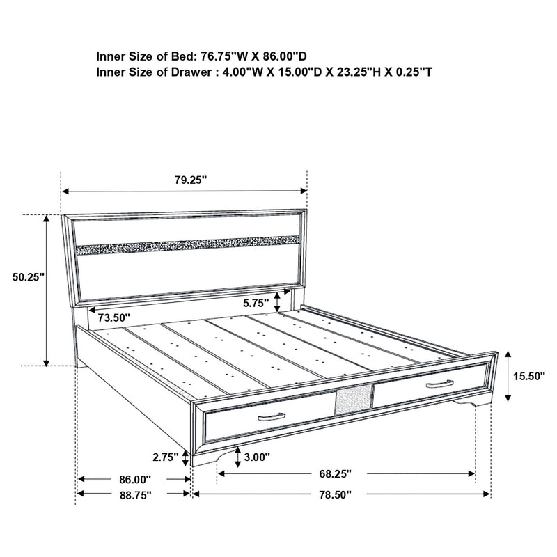 Miranda Panel Platform Storage Bed